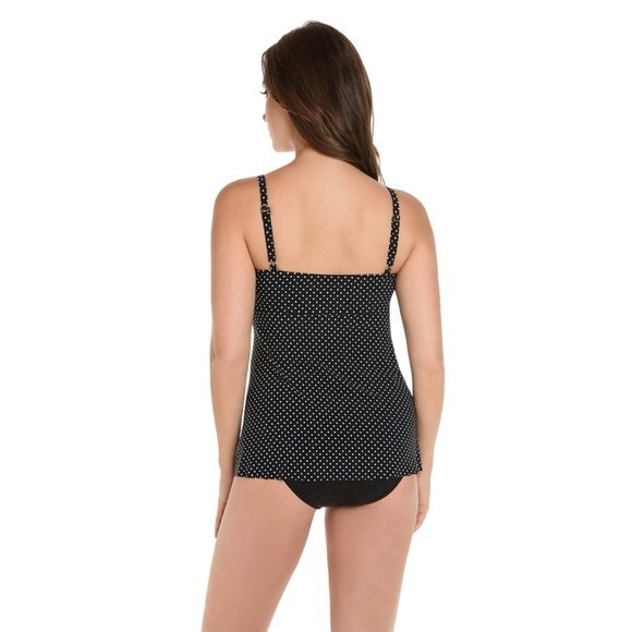 NWT Miraclesuit | Black White Polkadot Pin Point Roswell Tankini Top 10 - Picture 2 of 7